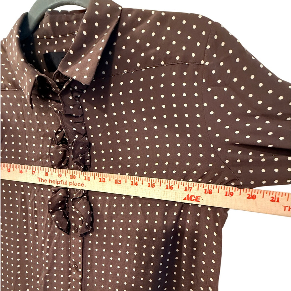 Nili Lotan 6 Sasha Midi Shirt Dress $795 Polka Dot 100% Silk Ruffle Brown - Picture 13 of 13